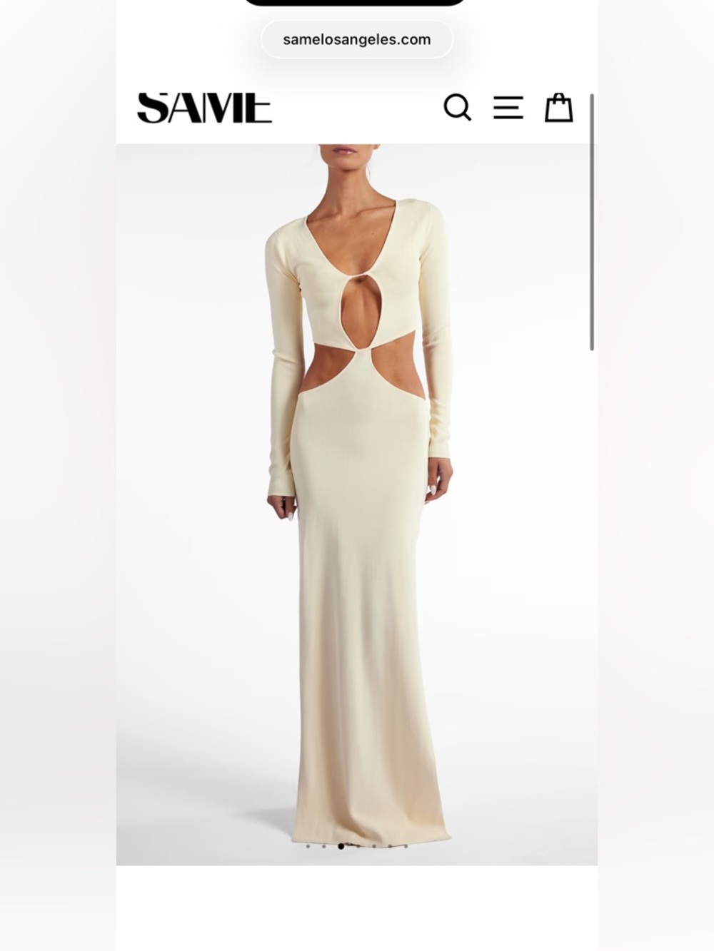 SAME Los Angeles Long Sleeve Cutout Maxi Dress in Chartreuse